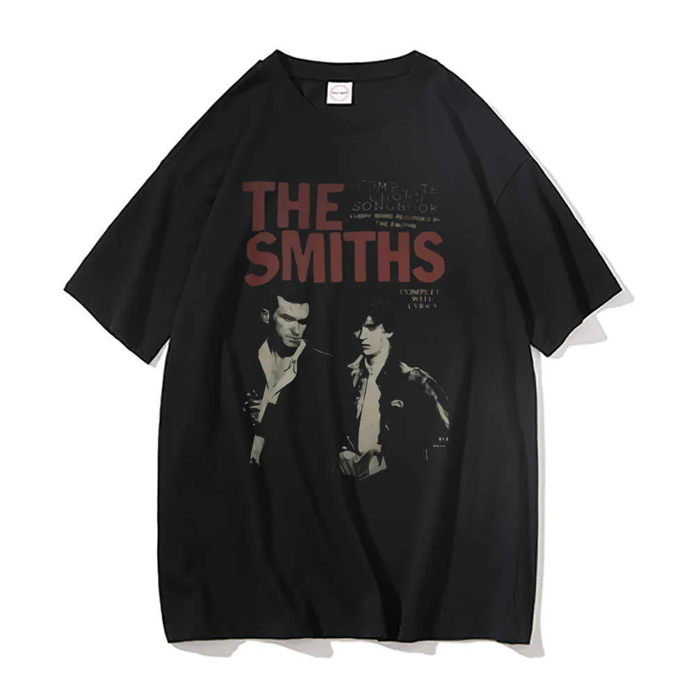 Мужские футболки The Smiths Винтажная футболка с принтом Мужская футболка из чистого хлопка Мужская уличная одежда Мужчины Женщины Harajuku Альтернативная футболка с британской рок-группой J230217