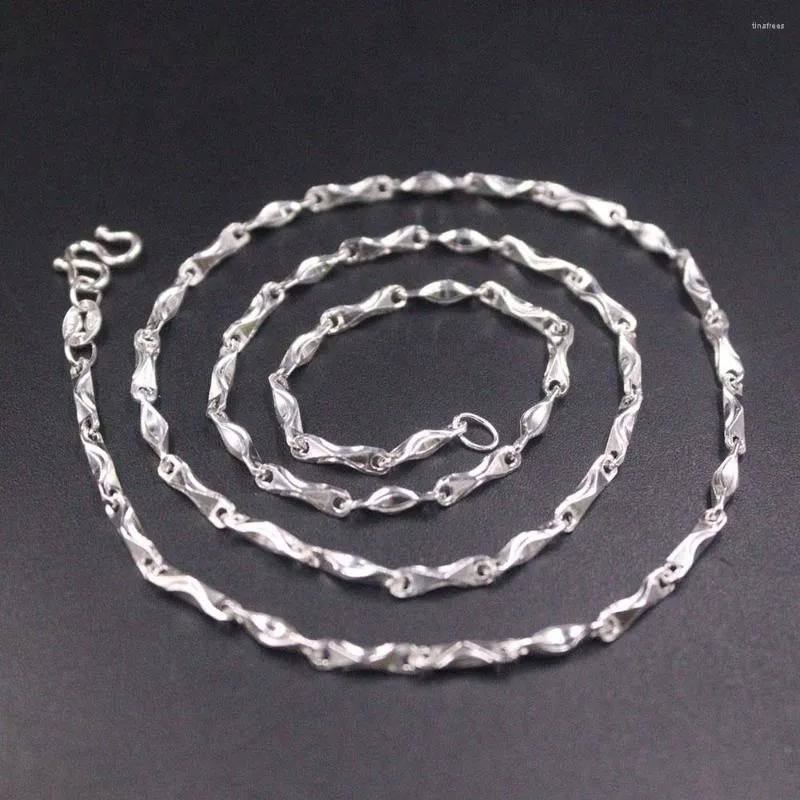 Kedjor Real S999 Fine Silver Women Men Lucky 2MMW Yuanbao Chain Link Necklace 18 "L