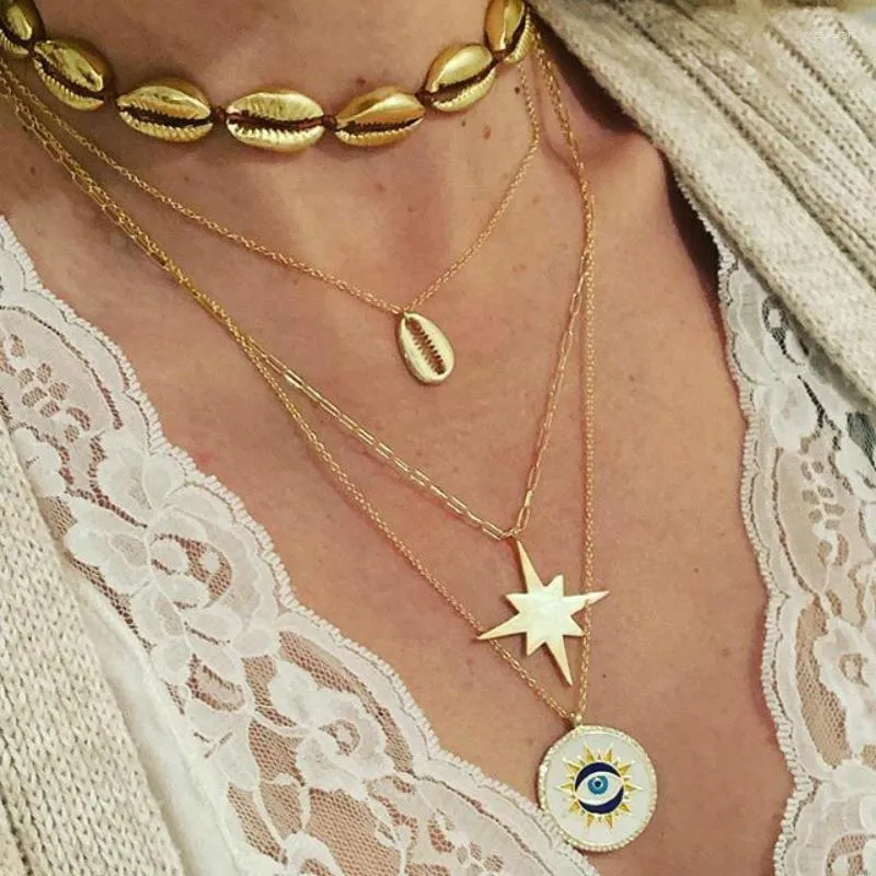 Kedjor som säljer halsband personlighet mode strand metall skal flerskikt kvinnors grossist smycken steampunk