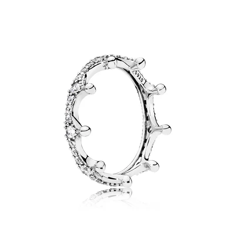 Autentico anello di corona scintillante in argento sterling per designer di rosa Pandora Gioielli da sposa per donne anelli di diamanti CZ con una ragazza in scatola originale regalo