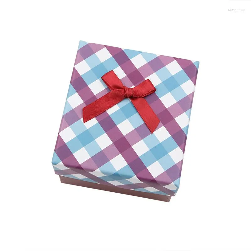 Sieradenzakken Controleer afdrukpatroon vierkant papieren doos voor horloge/armband/bangle geschenkdozen met sponsorganisator boxe kleurcontrast