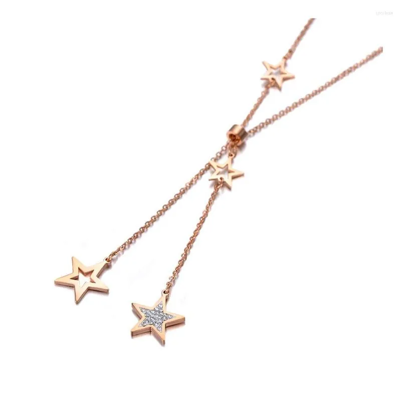 Pendant Necklaces Original Titanium Stainless Steel Clay CZ Crystal Star Choker For Women Trendy Charm Necklace N19199