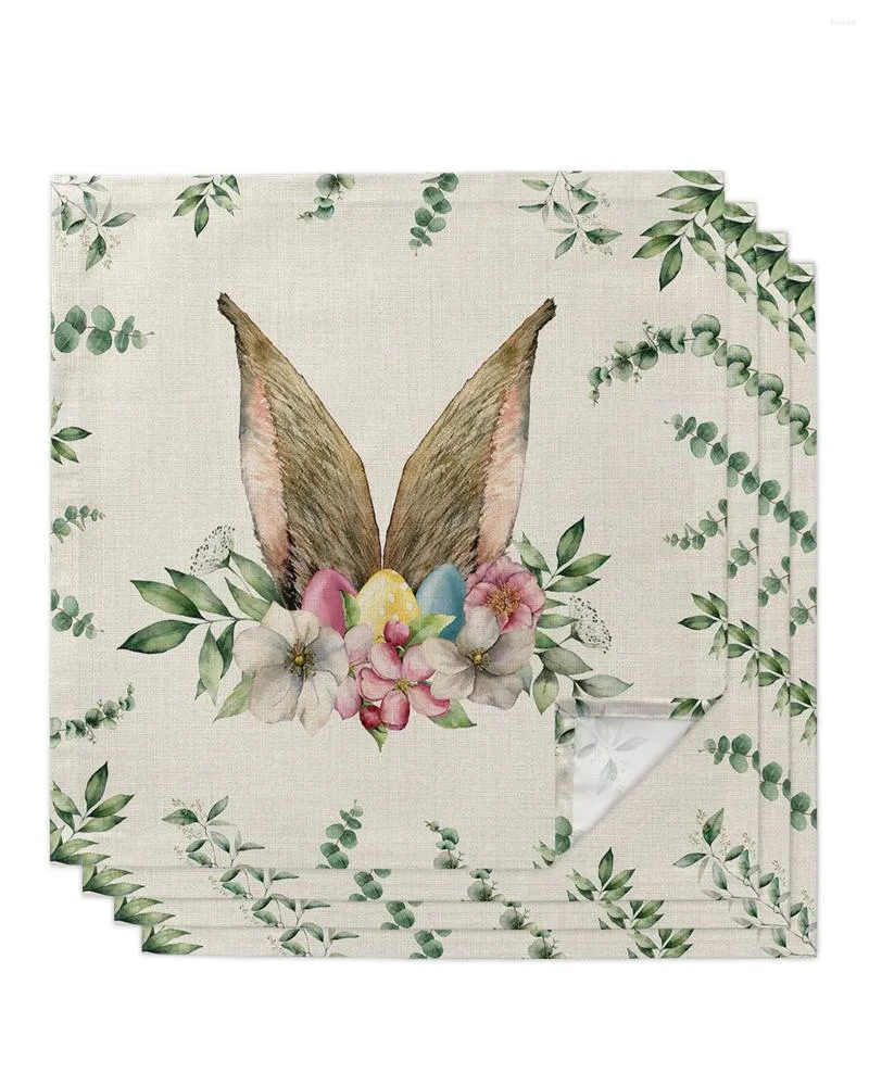 Table Napkin Easter Eucalyptus Ear Set Wedding Party Cloth Festival Decor Napkins Tea Towel