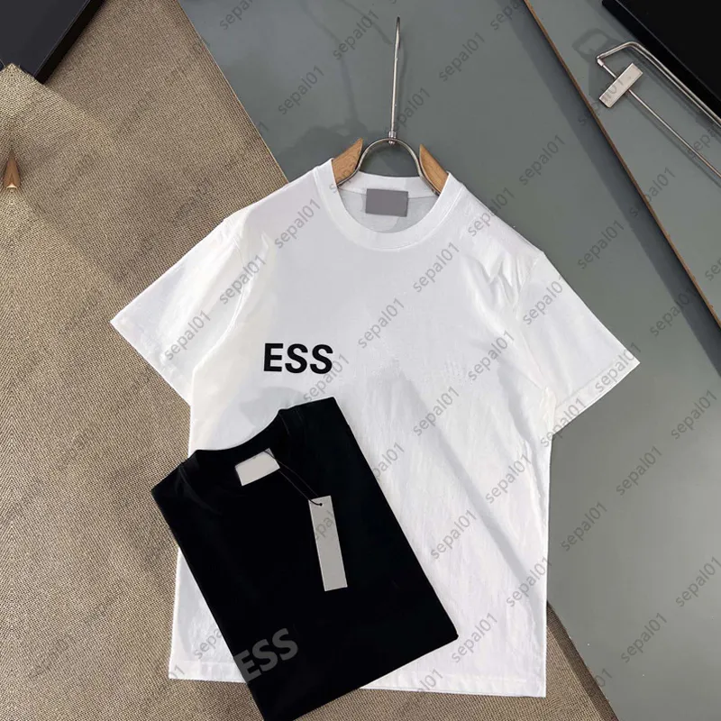 남성 티셔츠 Ess Tees 디자이너 셔츠 남성 여성 라미네이트 프린트 반소매 편지 느슨한 특대 캐주얼 티셔츠