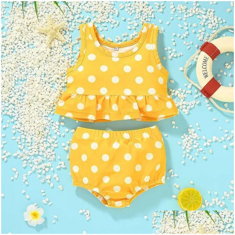 Bil DVR ONE-Pieces Onepieces Baby Girls Bikini Swimsuit Suit Barnkläder Summer Beach Kort ärm 2st 2st Set Vacation Dress Holi Dhxrj