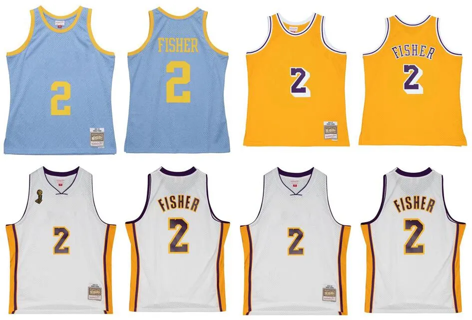 Derek Fisher Designer Custom Basketball Jerseys S-6XL Mitchell Ness Jersey 2001-02 2008-09 Mesh Hardwoods Classics Retro Jersey Men Women Youth