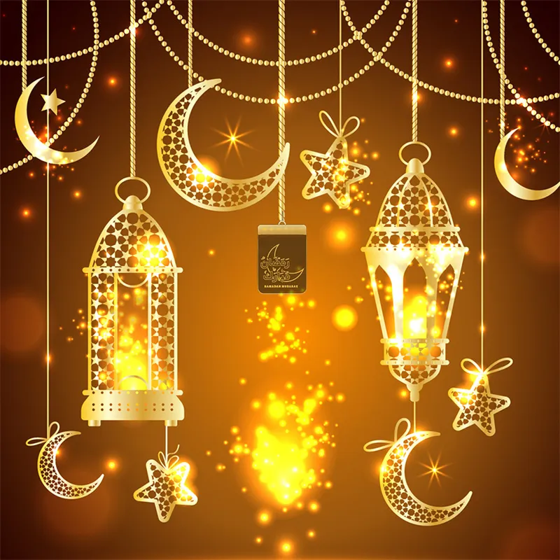 Eid Mubarak Party Led Hanging Lights Batteridriven dekorationslampa Ramadan 3D Akryllampor Pendant Muslimska Holiday Decorative Lanterns