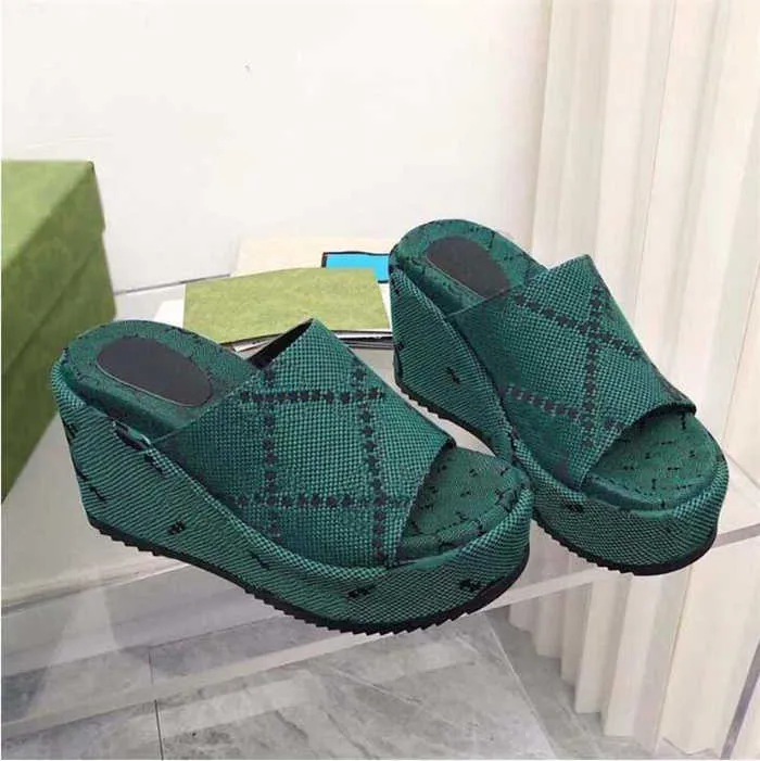 2022 womens sandal fashion canvas designer slides slip on slippers girls Canvas covered platform sandals big size 35-45