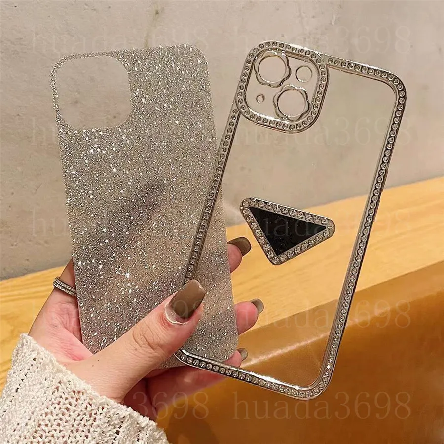 Luxury Glitter -telefonfodral för iPhone 15 14 14Pro 14Plus 13 12 11 Pro Max Fashion Designer Bling Sparkling Rhinestone Diamond Jeweled Crystal Women Back Cover Cover