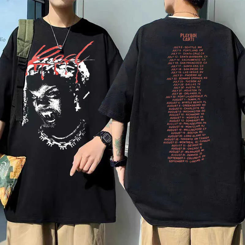 T-shirt da uomo Rap Playboi Carti Nuovo album Whole Lotta Red Graphic Print T Shirt Manica corta Uomo Donna Vintage Tshirt Mens Hip Hop TShirts J230217