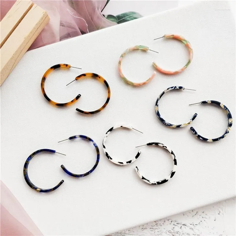 Stud Earrings Simple C Shaped Acrylic For Women Fashion Geometric Half Round Acetate Texture Female Girl Gifts