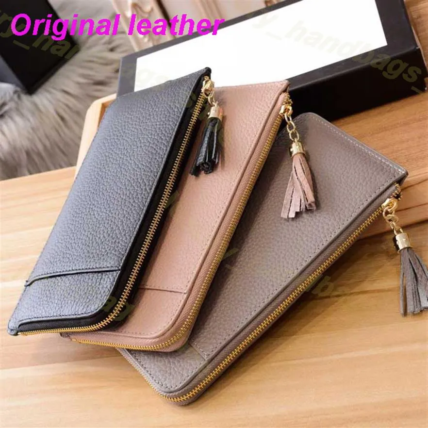 Designer Wallet Women Zipper Bag Vrouwelijke portemonnee Modekaarthouder Pocket Long Tassel met Box234F