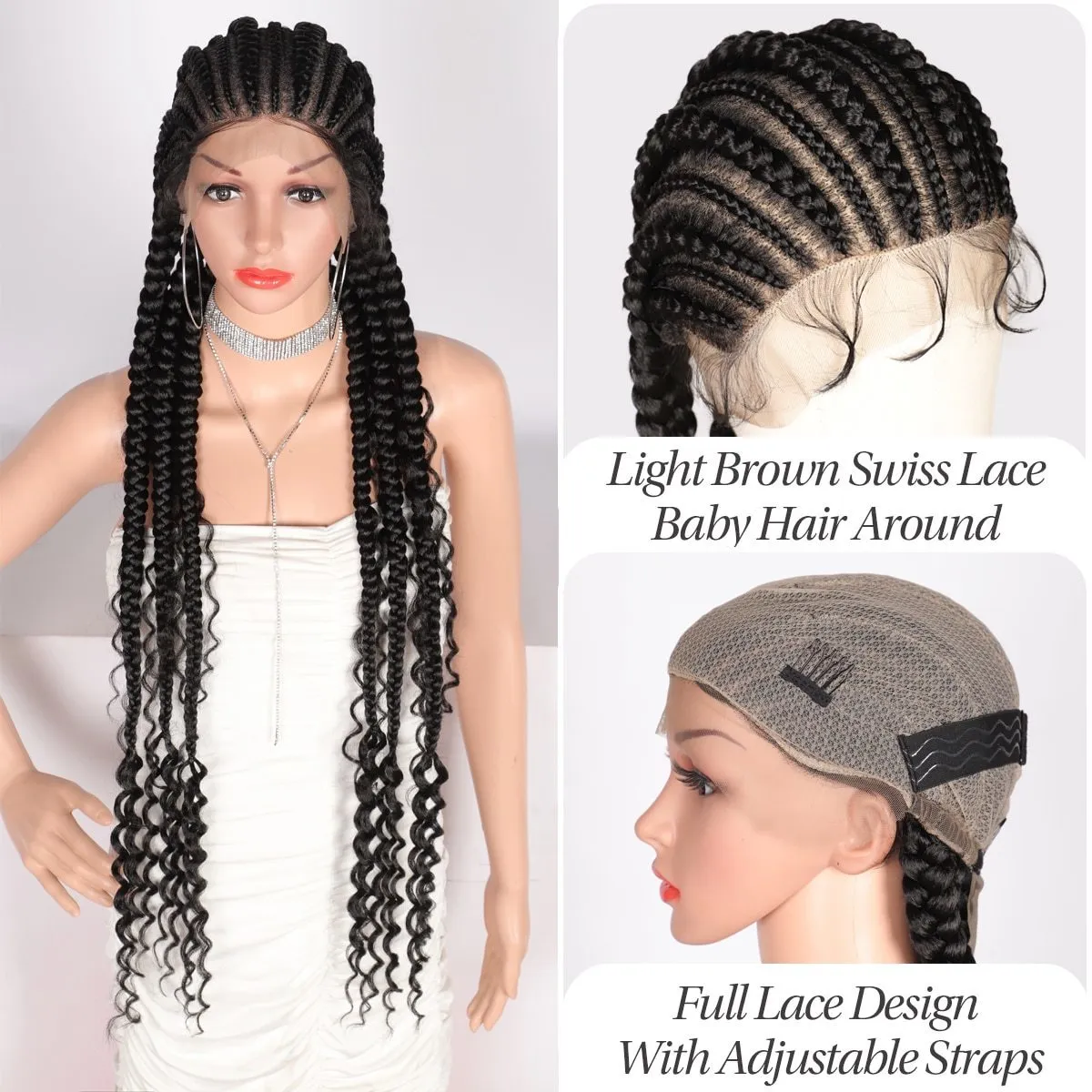 Human Hair Wigs Kalyss Synthetic Box Cornrow Braided 35 Full Lace Front Wig  Braiding Afro Braid Wig With Baby For Black Women 230217 From 62,76 €
