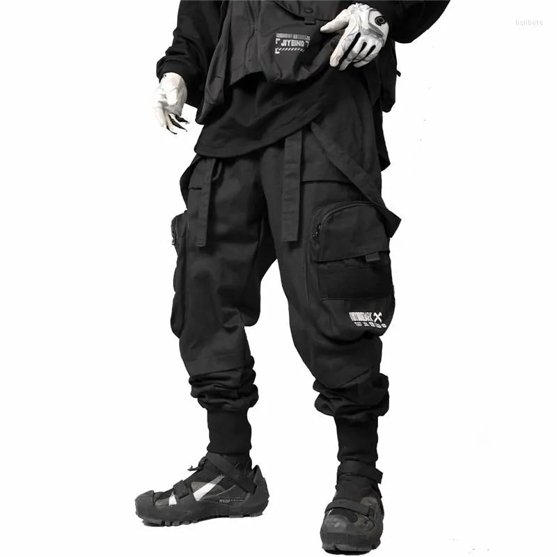 Men's Pants Men's Fashion Techwear Cargo Joggers With Pockets Oversized Hip Hop Loose Fit Tactical Trousers Elastic Waist