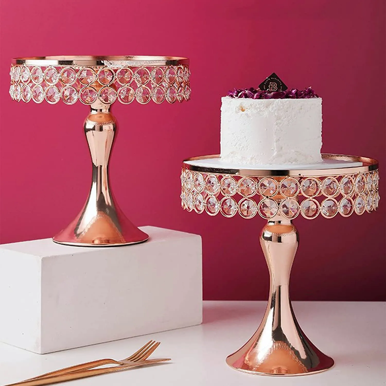 Set di 10 supporti quadrati per torte in colori di cartone (Oro/Nero