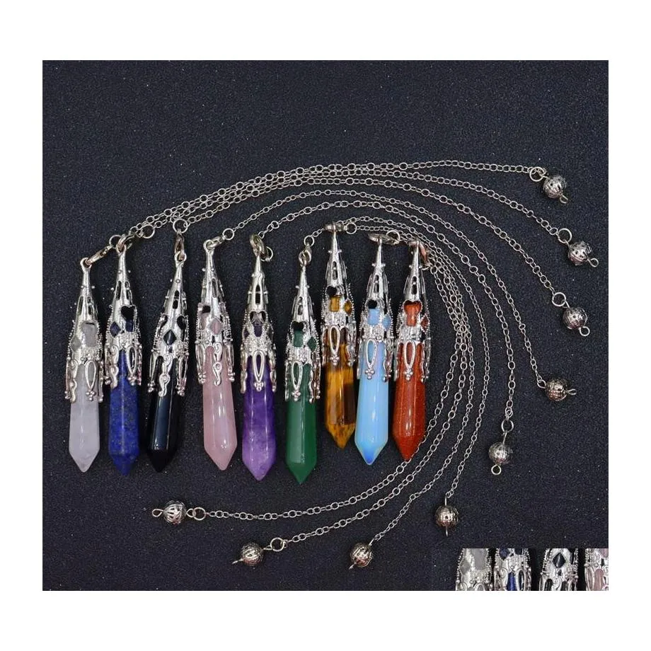 Pendentif Colliers Prismes Hexagonaux Chakra Pendums Pierres Naturelles Amet Reiki Guérison Cristal Méditation Pour Hommes Femmes Drop Delivery J Dhczi