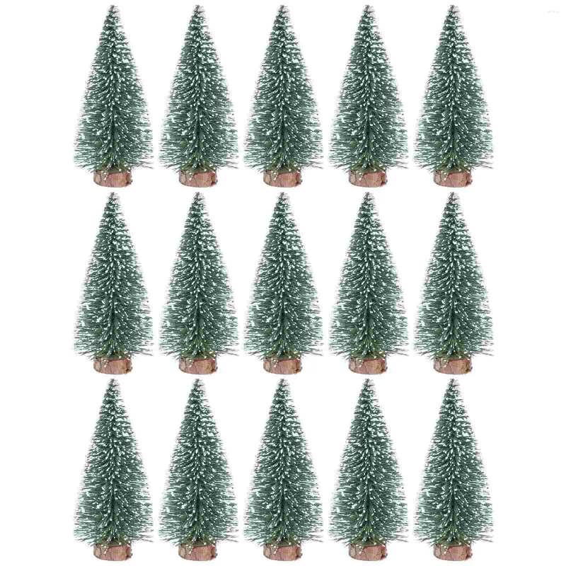 Decorazioni natalizie Albero Mini alberi Decorazioni in miniatura Ornamenti di pino Sisal Glitter Figurine da tavolo artificiali Artigianato da tavolo Finto in legno