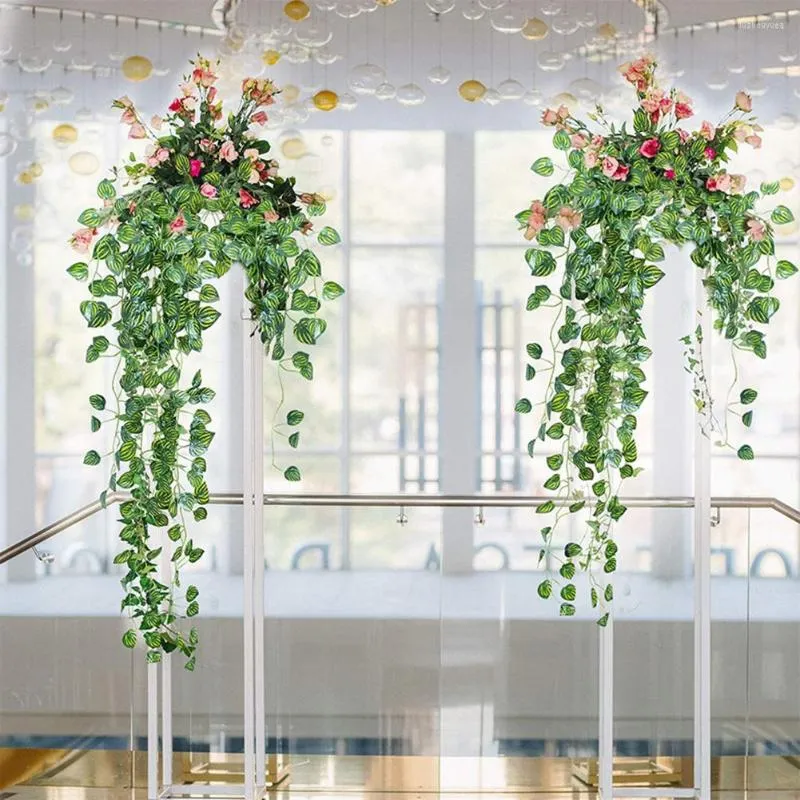 Decorative Flowers 2023 2pcs Hanging Vines Artificial Green Plant Fake Flower Pography Props For Garden Wedding Decoration