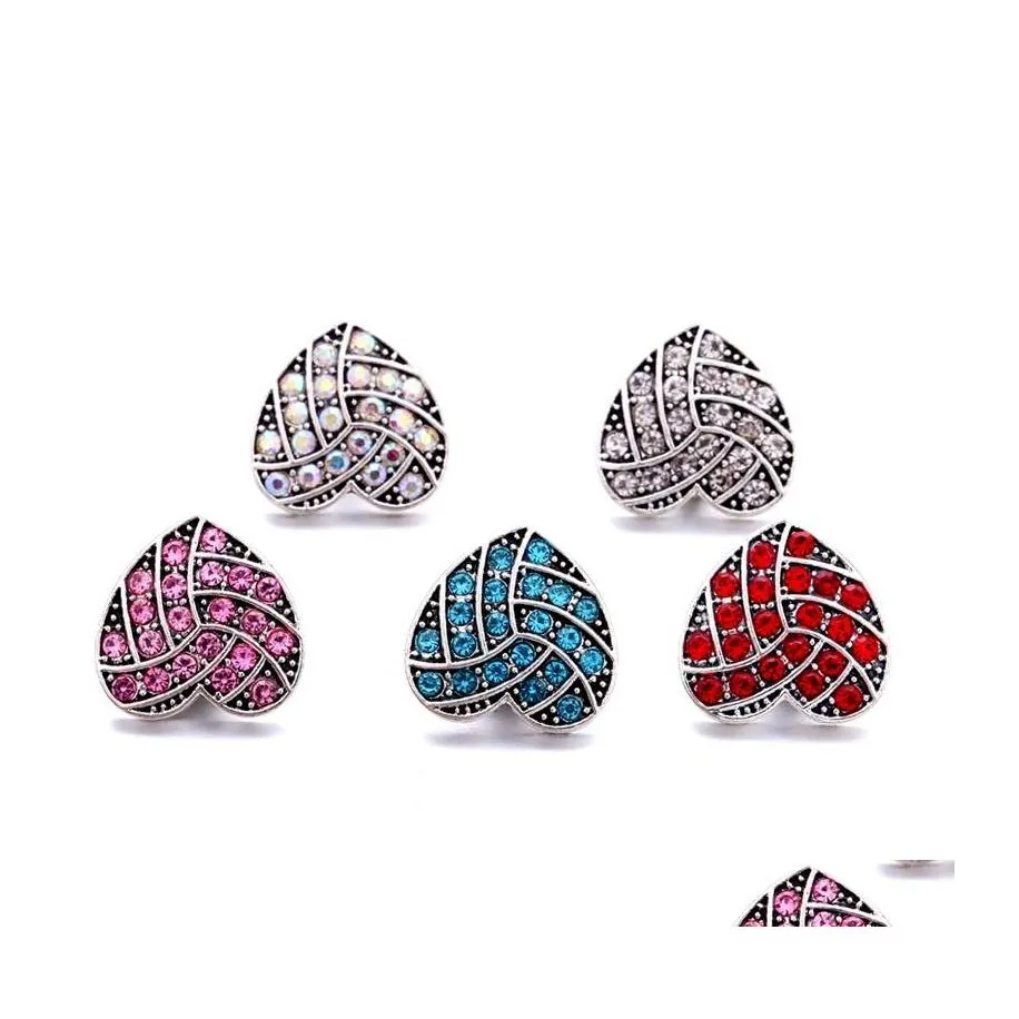 Chiusure Ganci All'ingrosso Trendy Crystal Strass Cuore Bottoni a pressione Chiusura 18Mm Metallo Decorativo Zircone Pulsante Charms Per Fai Da Te Scatta Dhbiq