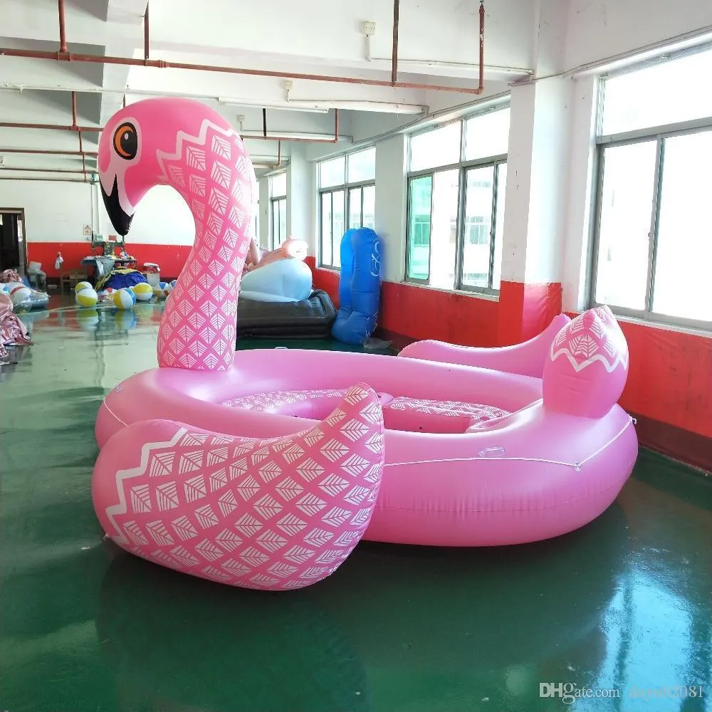 6-7 Person Inflatable Giank Flamingo Pool Float Large Lake Float Inflatable Float Island Water Toys Pool Fun Raft