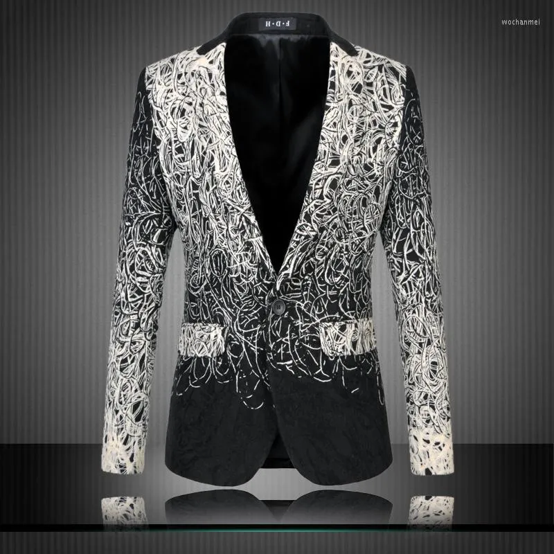 Men's Suits Smart 2023 Suit Casual Style Coat Slim Fit Male Formal Mens Sequin Jacket For Prom Wedding Big Size 5XL #9882