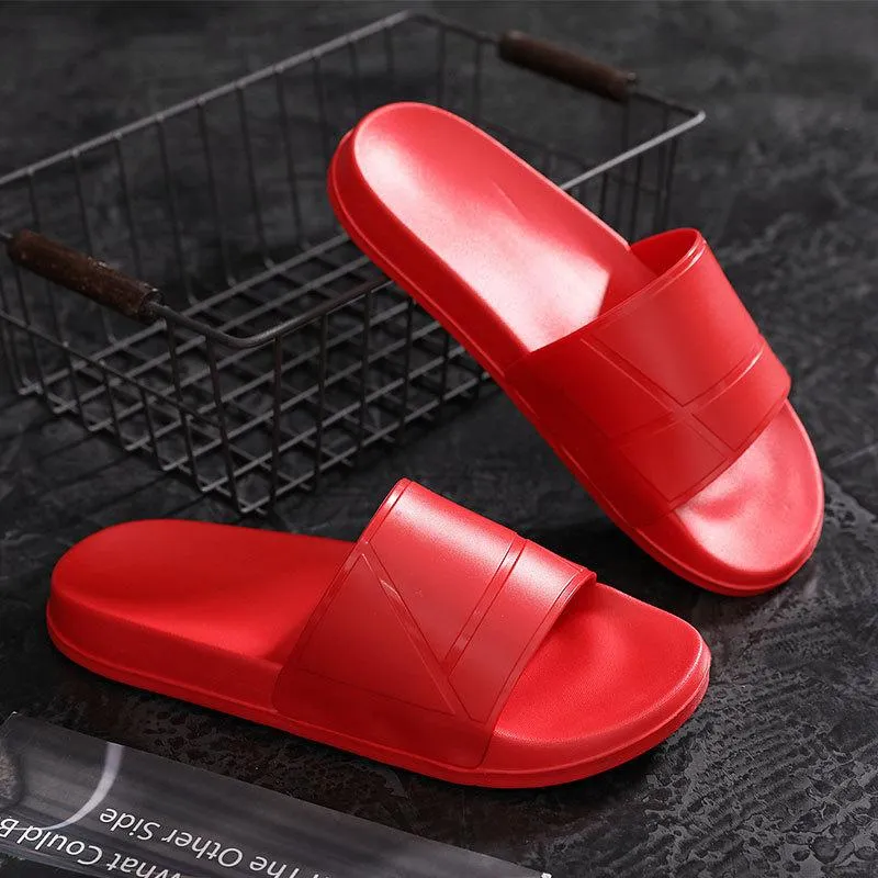 Slippers voor mannen 2023 Casual gestreepte strand slippers rood zwart indoor paar badkamer schuifregelaars grote maat 47 designer slippersslippers