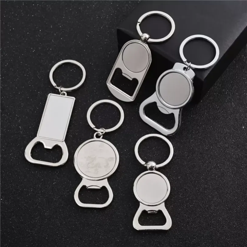 Sublimação em branco abridor de garrafa de cerveja keychain transferência de calor de metal sacafrew ring tool househitch kitching fy3439