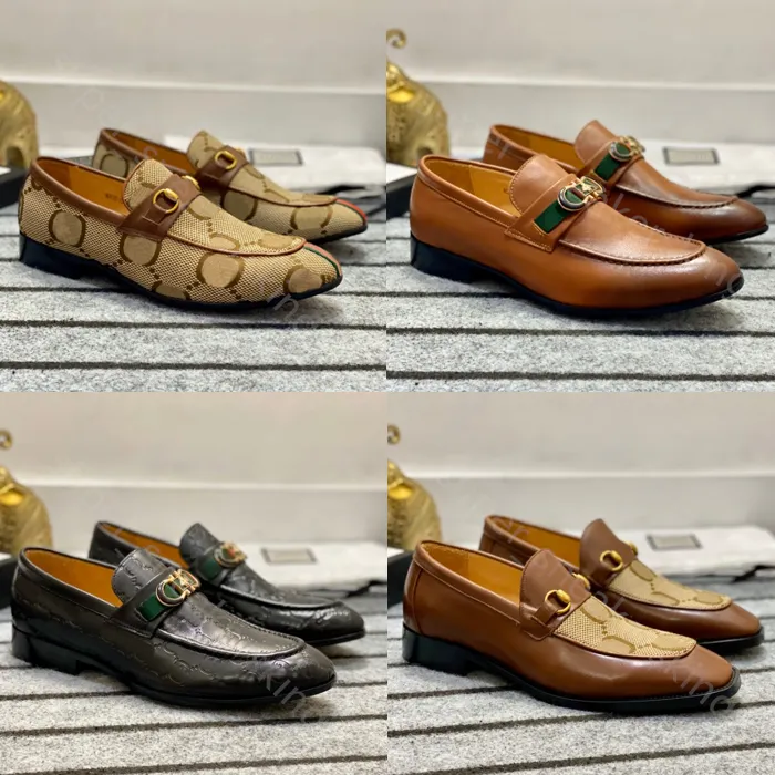 Top Designer Loafers Men Dress shoes 100% cowhide Classic Mules Flat Mens buckle leather Men Casual Shoe size 38-46