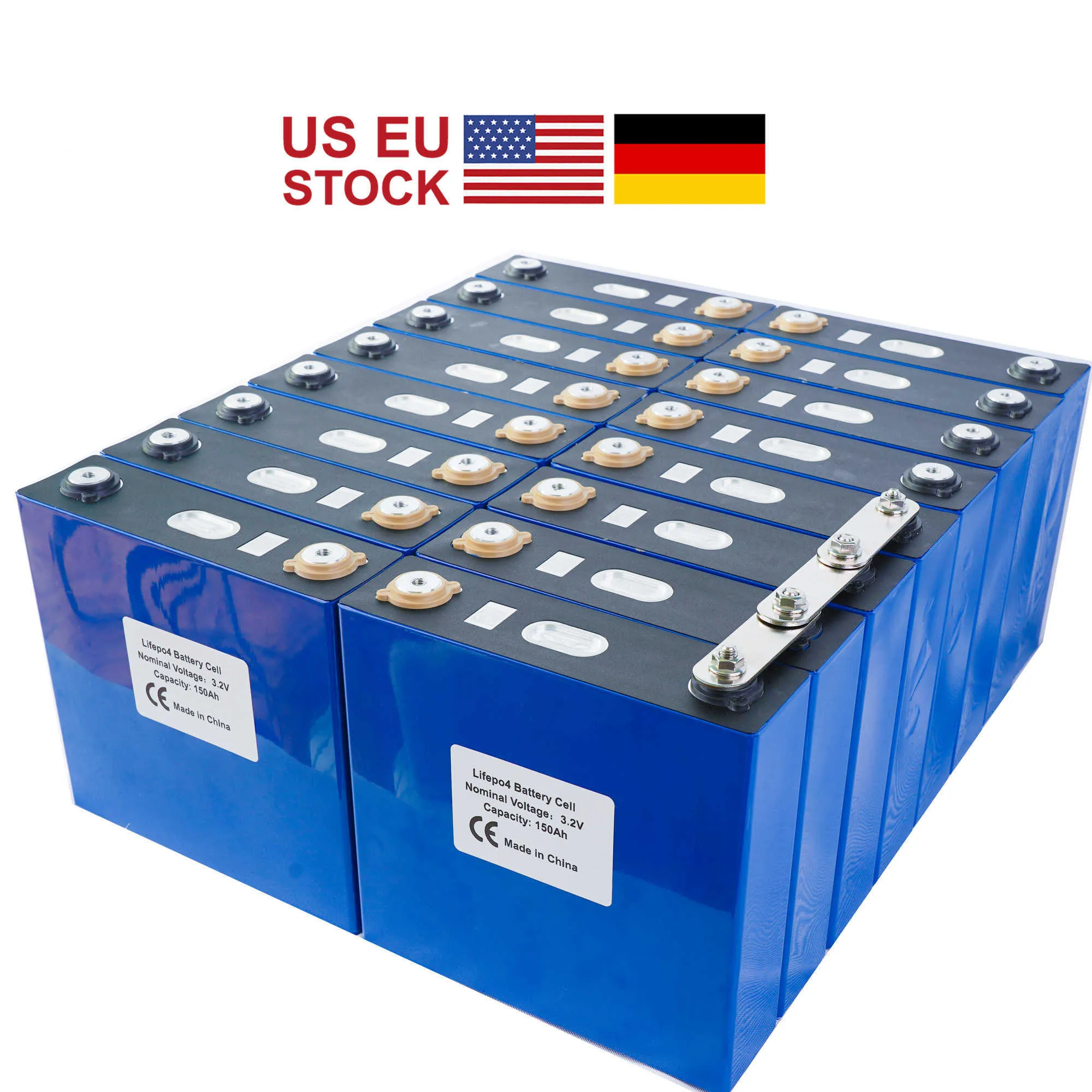 Grade A 2021 nouveau 16 pièces 3.2V 120Ah 132AH Lithium fer phosphate cellule Lifepo4 batterie solaire 24V 48V 176Ah pas 150Ah EU US TAX FREE