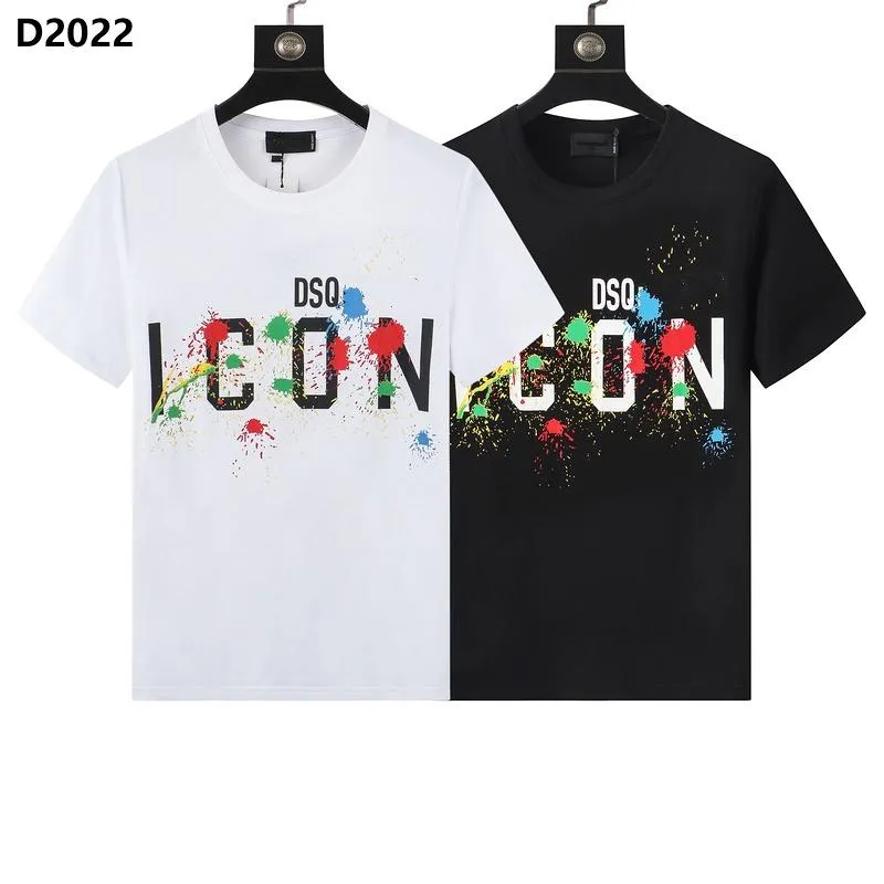 22SS Merk Mannen T-Shirt Designer d2 Heren Polo shirt tops Luxe Dsquare Print Shorts O-hals Korte Mouw heren Shirts DT2022 dsq Streetwear tee shirts kleding