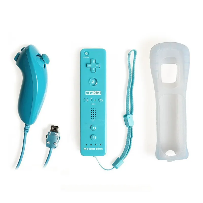 2-in-1 Wireless Remote Controller Left and Right Nunchuk Control for Nintendo Wii Gamepad Silicone Case Motion Sensor Dropshipping