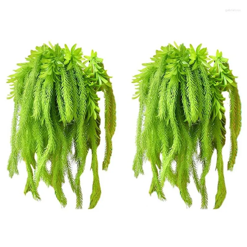 Decorative Flowers Real Touch Artificial Air Grass Green Leaves Home Outdoor Decoration Wall Hanging Plant Fake 2 Pcs