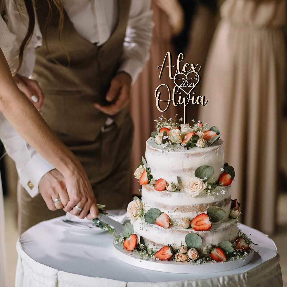 Custom Mr & Mrs Wedding Cake Topper – Acrylic Or Glitter, 6-8 Inches Wide, Personalizable With Names