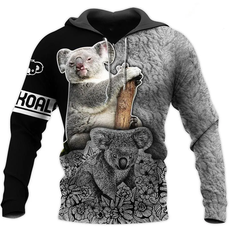 Erkek Hoodies Sweatshirts Moda Top Hoodie Sevimli Koala 3D Tam Baskılı Sweatshirt Sonbahar/Kış UNISEX HARAJUKU SOKAK ZIP HOODIE/TER