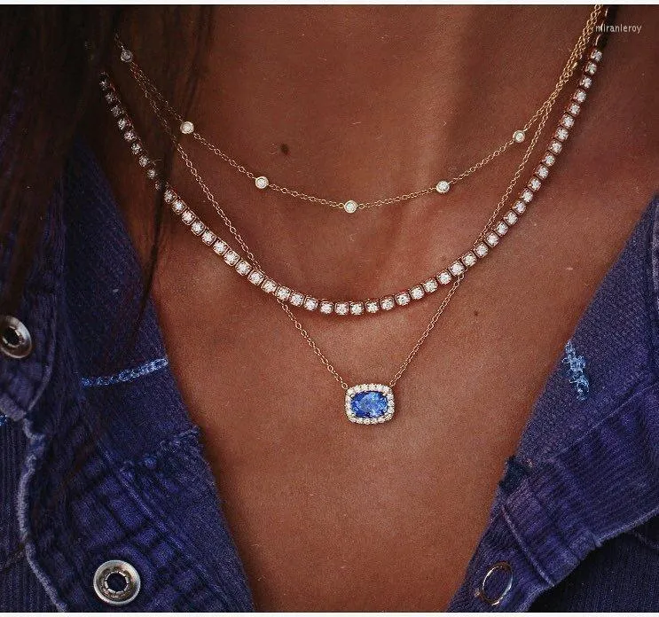 Colar de gargantilha colar requintado para mulheres Moda Multirow com shinestone gem pingente design mista link link halsketting feminino