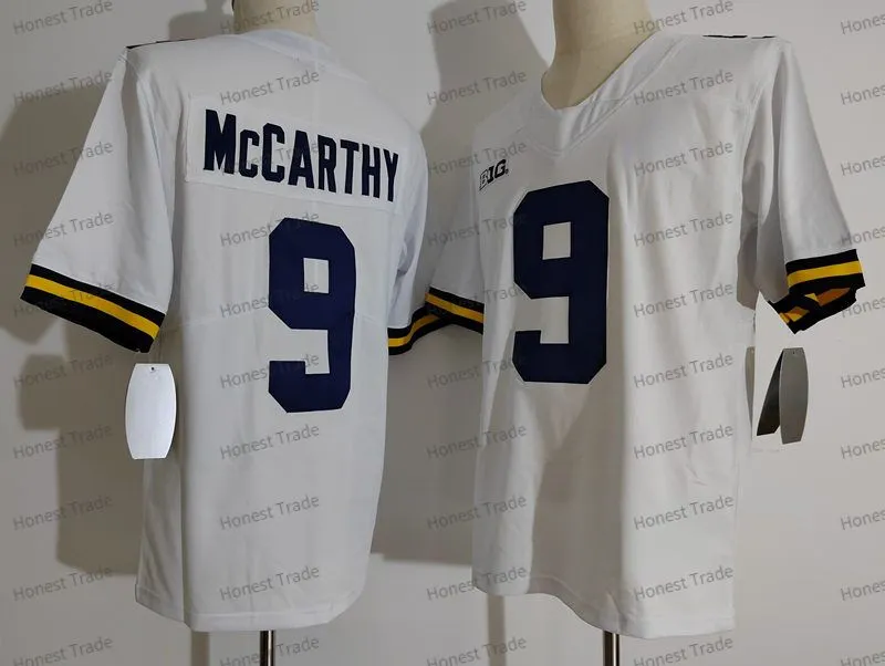 S Ncaa 9 Mccarthy F tbol 12 Mcnamara 10 Tom Brady 97 Aidan Hutchinson Amarillo Azul Blanco Michigan College Jersey para hombre