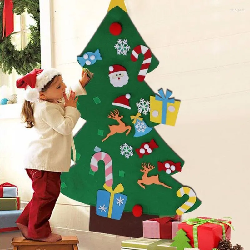 Décorations de Noël DIY Ensemble d'arbre en feutre avec ornements pour enfants Cadeaux de Noël-Décoration murale en feutre