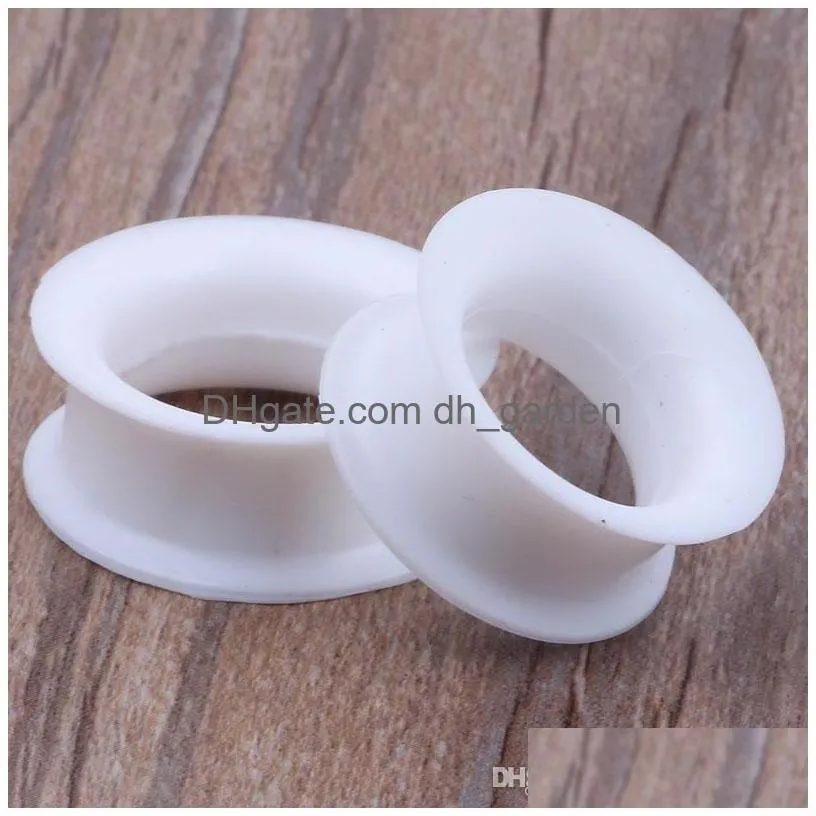 Plugs Tunnels F28 Mix 425Mm White Sile Double Flare Flesh Tunnel Ear Plug 192Pcs Body Jewelry Drop Delivery Dhgarden Dhiue