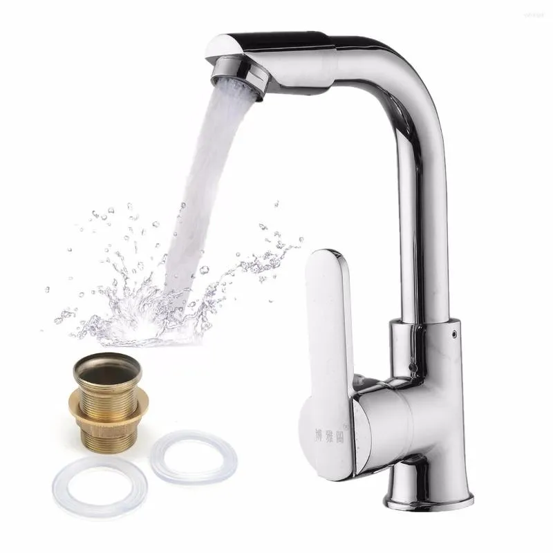 Kitchen Faucets Xueqin 1 PC Chrome-plated Faucet Single Hole Swivel Handle And Toilet Washbasin