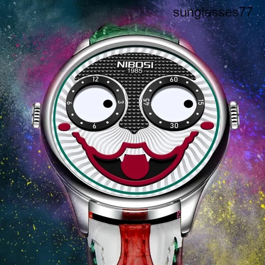 Ryska clown herrar klocka mode trend kvarts titta på nibosi varumärke337r