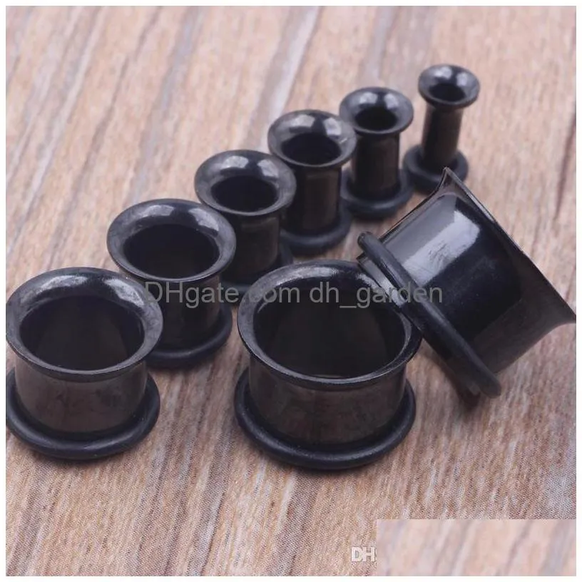 Plugs Tunnel 100 Pz / lotto Mix 314Mm Acciaio inossidabile Nero Singolo Flare Ear Tunnel Gioielli per il corpo Plug Flesh Pierce Drop Delive Dhgarden Dhpei