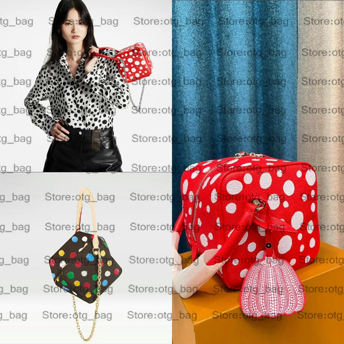 X Yayoi Kusama SQUARE 백 Dice Pack YK PAINTED DOTS Totes Womens Petite Malle Designer Luxurys OTG 핸드백 크로스 바디 체인 백 M46450 M21778 M21779