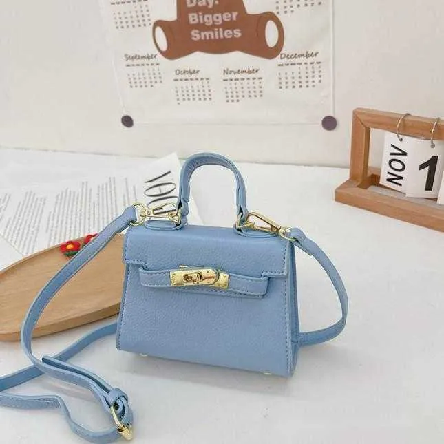 2022 Spring girls candy color handbags children crossbody lipstick bag old kids PU leather one-shoulder bags mini purse A8322