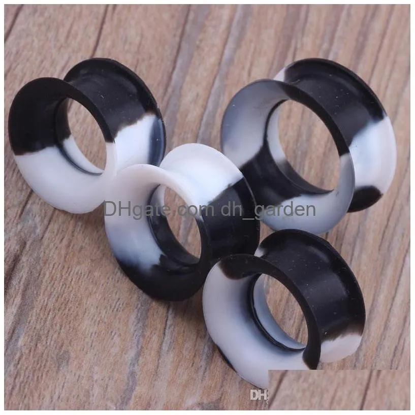 Plugs Tunnels Soft Sile Ear Gauges Black White Mticolor Flesh Stretcher Earskin Earlets Body Piercing Jewelry Drop Delivery Dhgarden Dhpbh