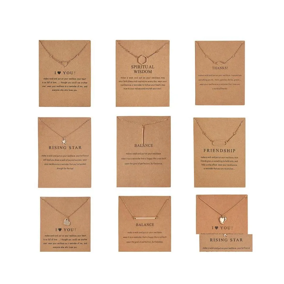 Pendant Necklaces I Love You Card Necklace Female Gift Trendy Gold Color Heart Clavicle Chain Choker For Women Jewelry Drop Delivery Dh5Ui