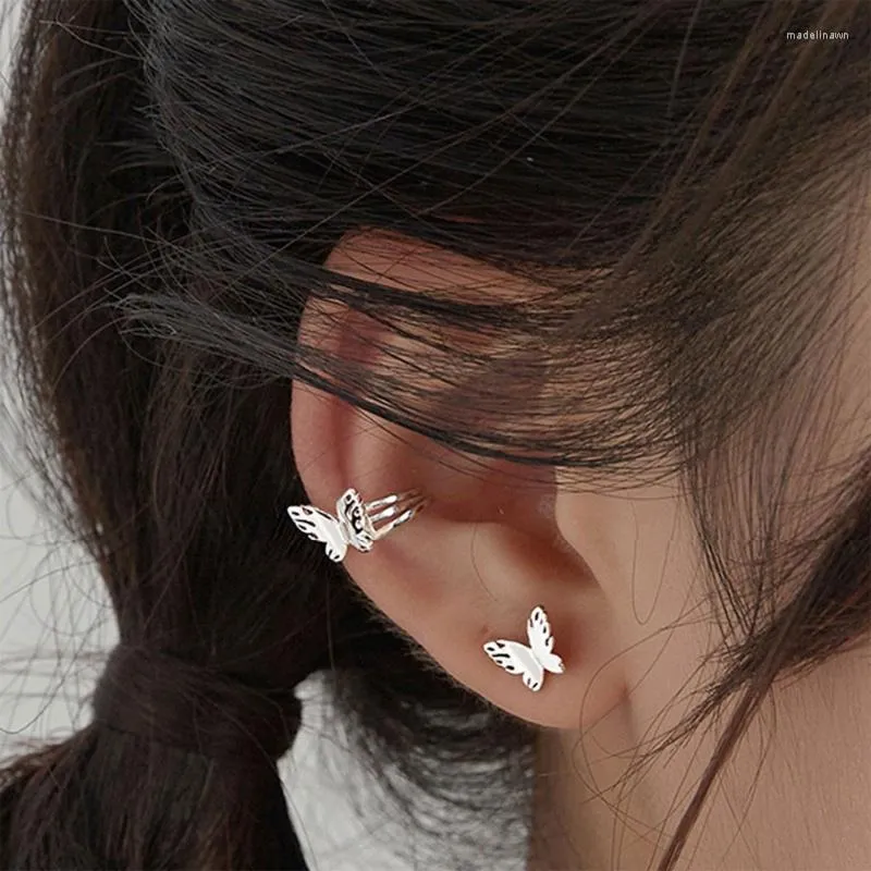 Stud Earrings Cute Hollow Butterfly Ear Earring For Women Girl Cuff 3D Tiny Chic Jewelry