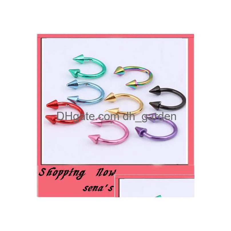 Näsringar Studs Eyebrow Ring 16g Spike Circars Horseshoes Navel Body Piercing Newelry Drop Delivery Jewely Dhgarden Dhr3p