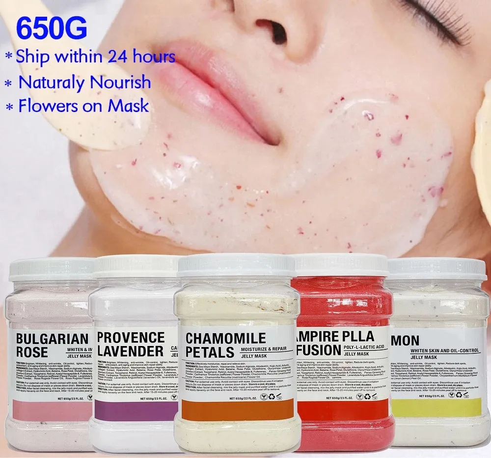 Güzellik Ürünleri Salon Spa Yumuşak Hidro Jöle Maskesi Tozu Yüz Cilt Bakımı Beyazlatıcı Gül Kollajen Peel DIY Kauçuk Yüz Jöle Maskesi 650g