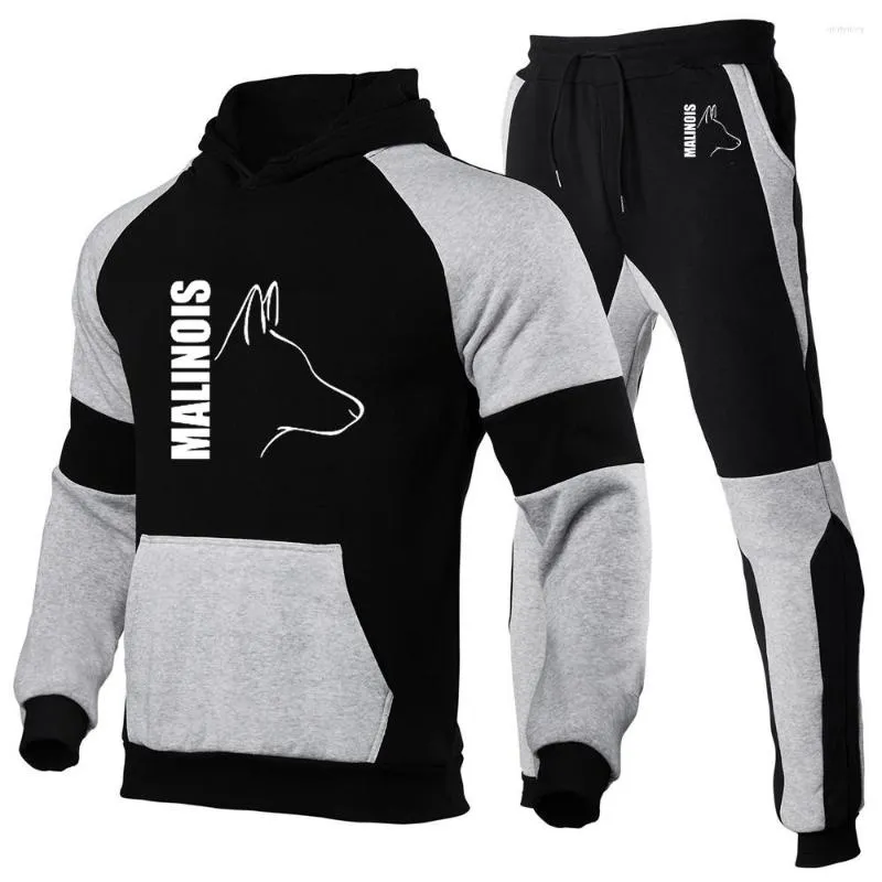 Herrenanzüge 2023 Silly Dog Belgian Malinois Herrenmode Trainingsanzüge Herbst Hoodies Jogginghose Zwei Stücke Kapuzenkleidung