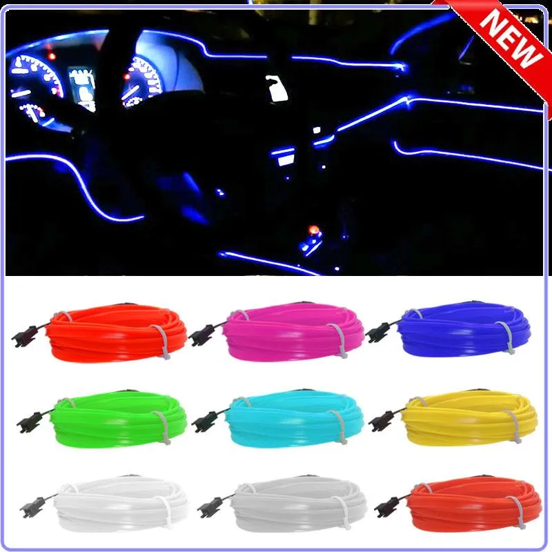 Strisce Luci di striscia a led Illuminazione interna flessibile per auto Rgb Garland Wire Rope Tube Line Luce al neon con regolatore di azionamento a sigarettaLED